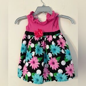 Pink and Blue Floral Kids Dress